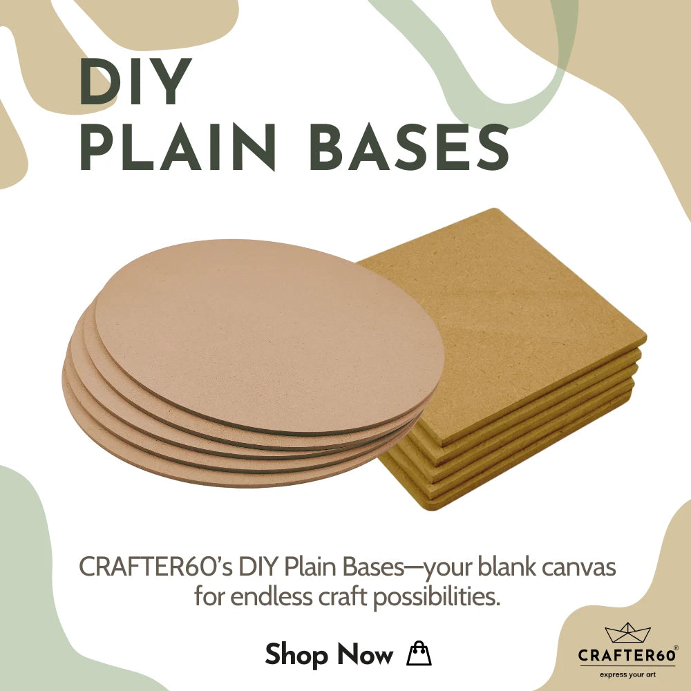5x 60mm Square MDF Wooden Bases – Laser Cut Crafts, Fast Shipping USA
