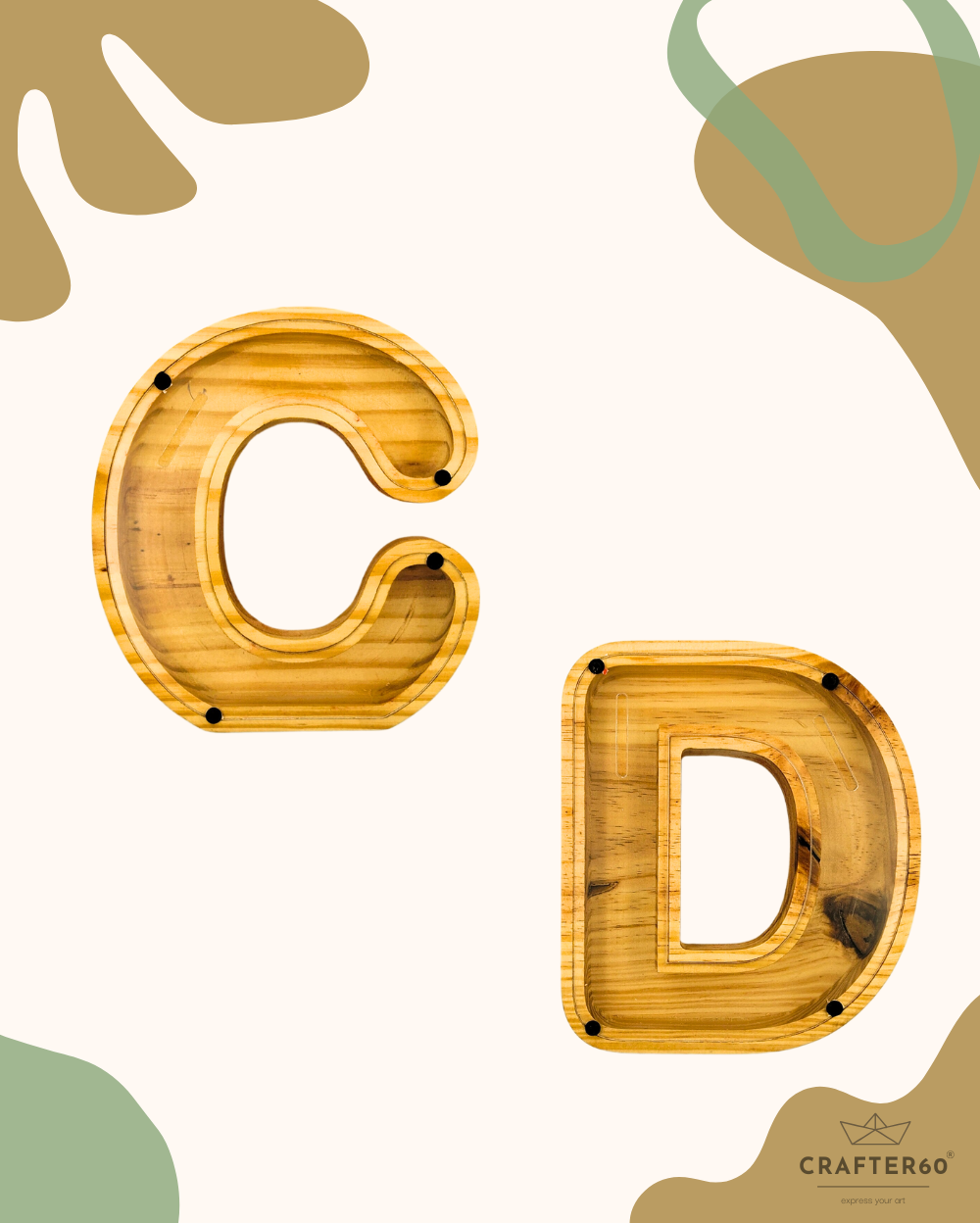Wooden Alphabet Coin Box
