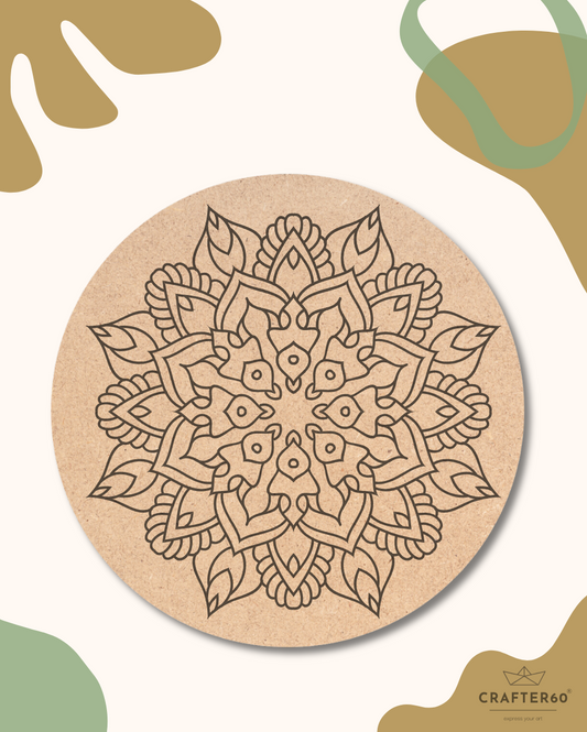 Pre Marked Mandala Round MDF Base - Design 3