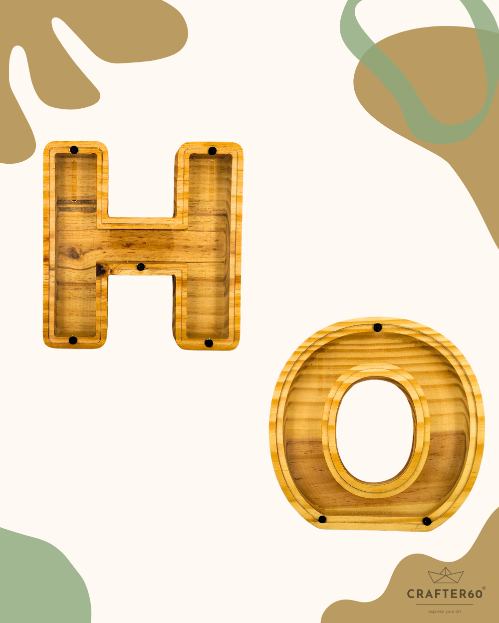 Wooden Alphabet Coin Box