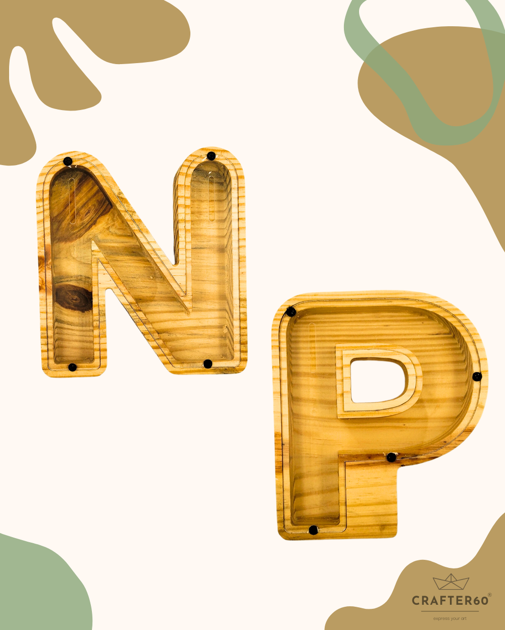 Wooden Alphabet Coin Box