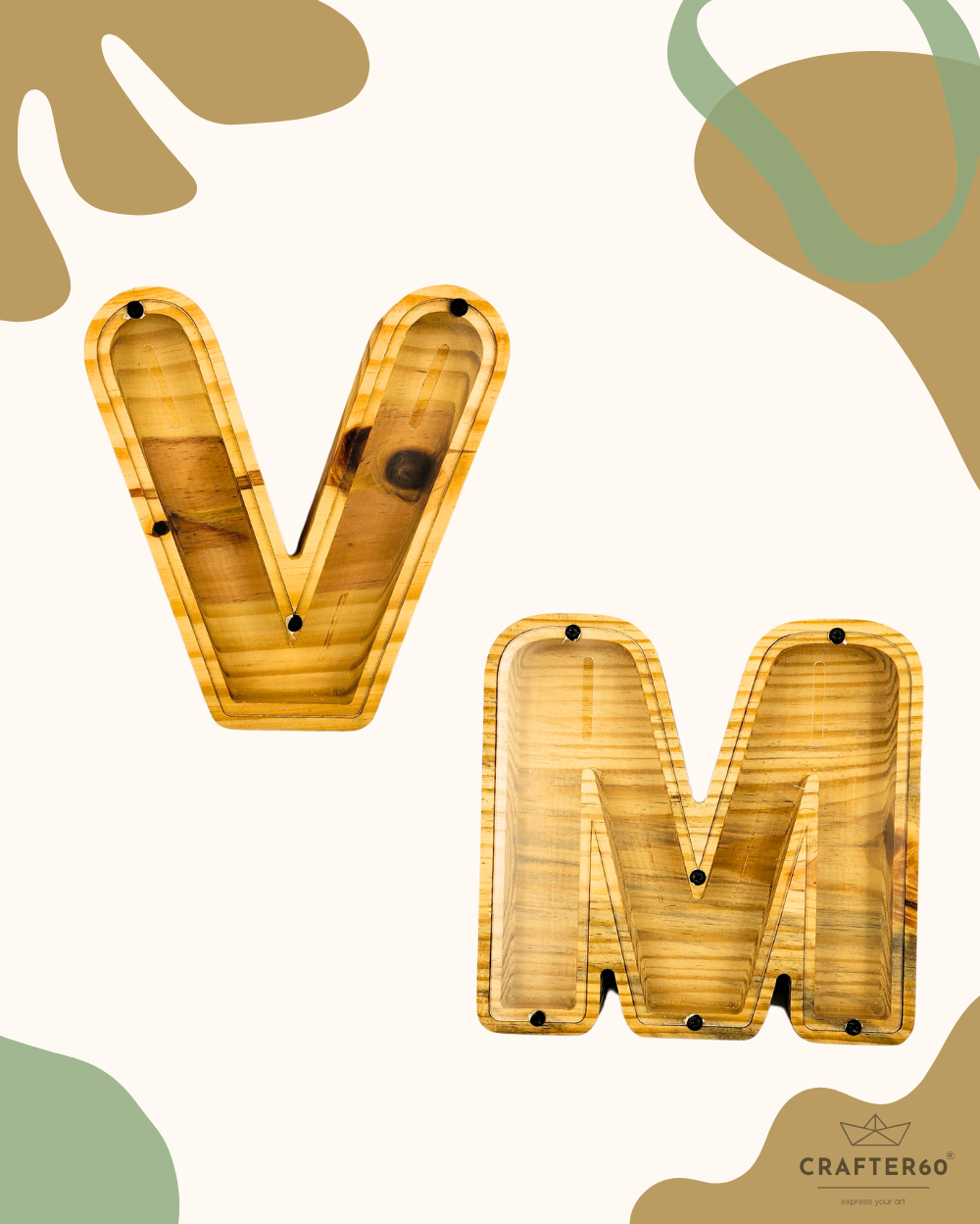 Wooden Alphabet Coin Box
