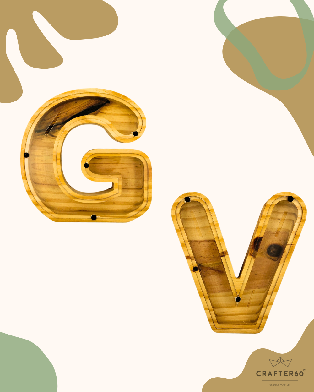 Wooden Alphabet Coin Box