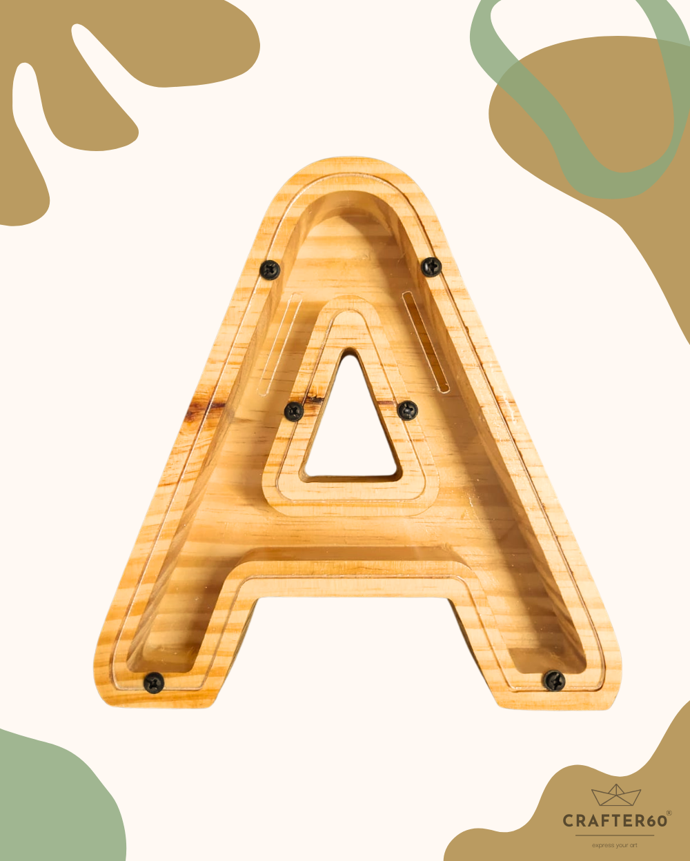 Wooden Alphabet Coin Box