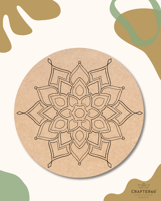 Pre Marked Mandala Round MDF Base - Design 4