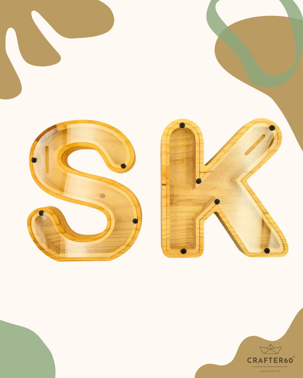 Wooden Alphabet Coin Box