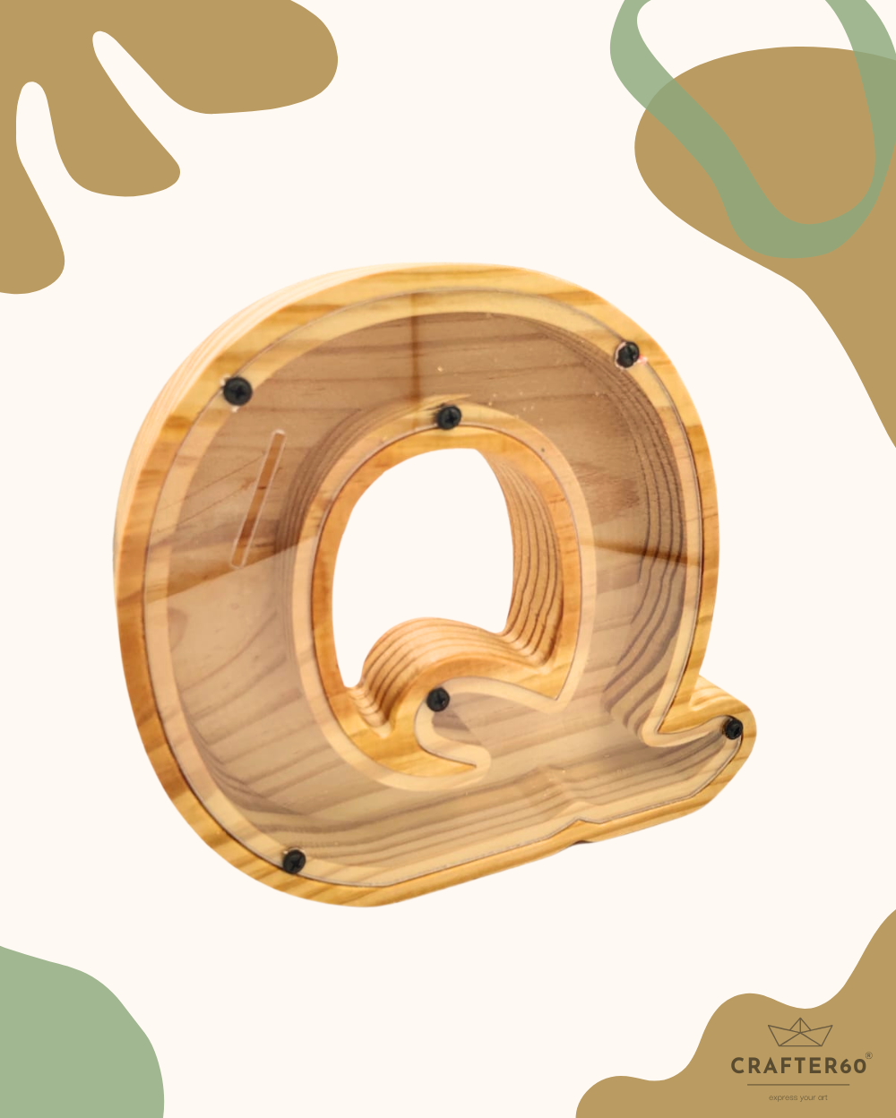 Wooden Alphabet Coin Box