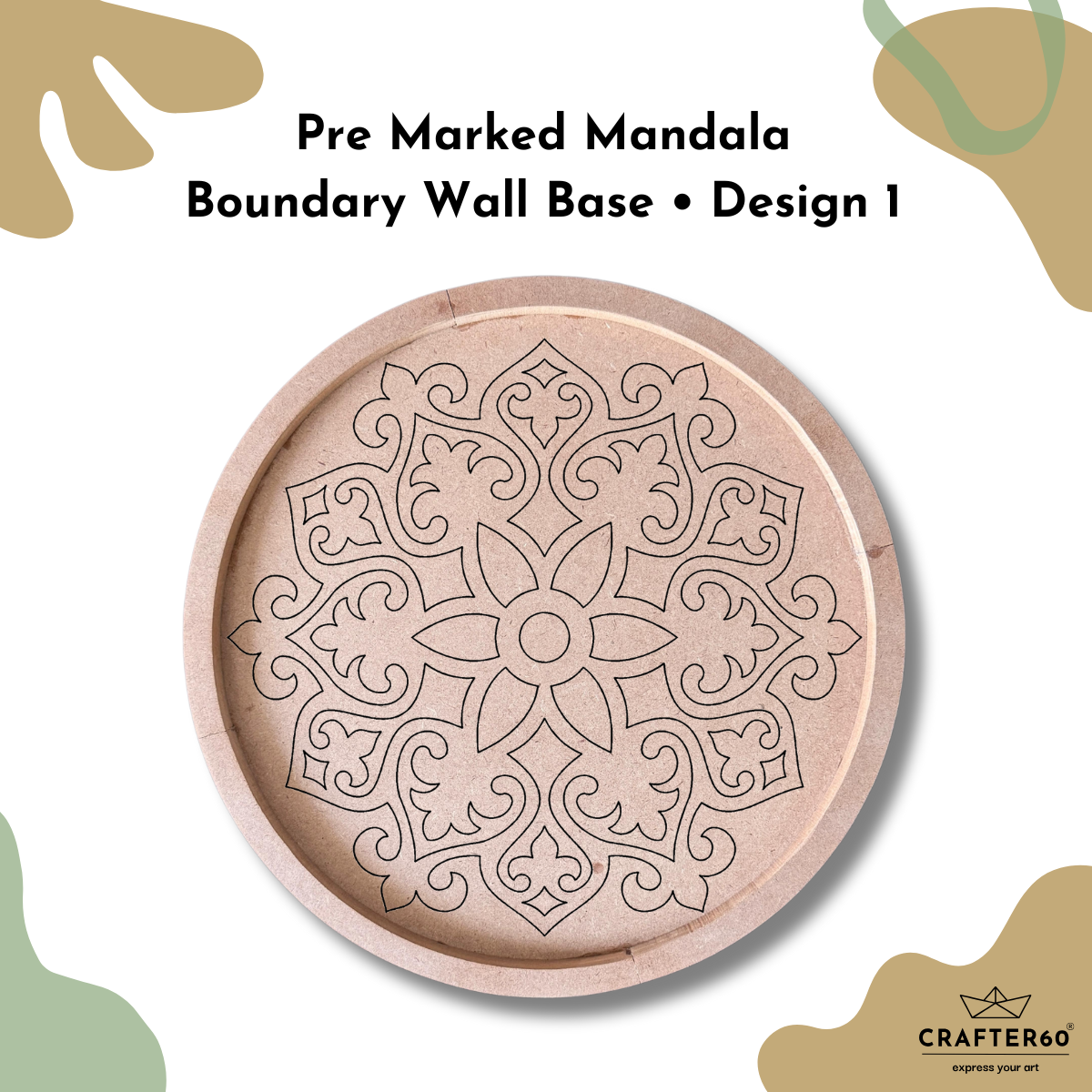 Pre Marked Mandala Round MDF Base - Design 1