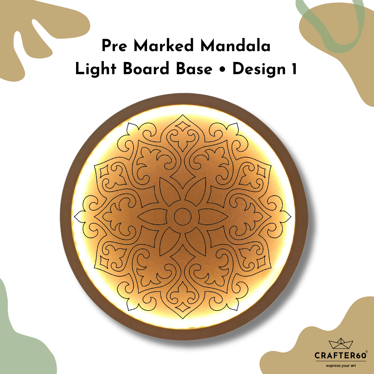 Pre Marked Mandala Round MDF Base - Design 1