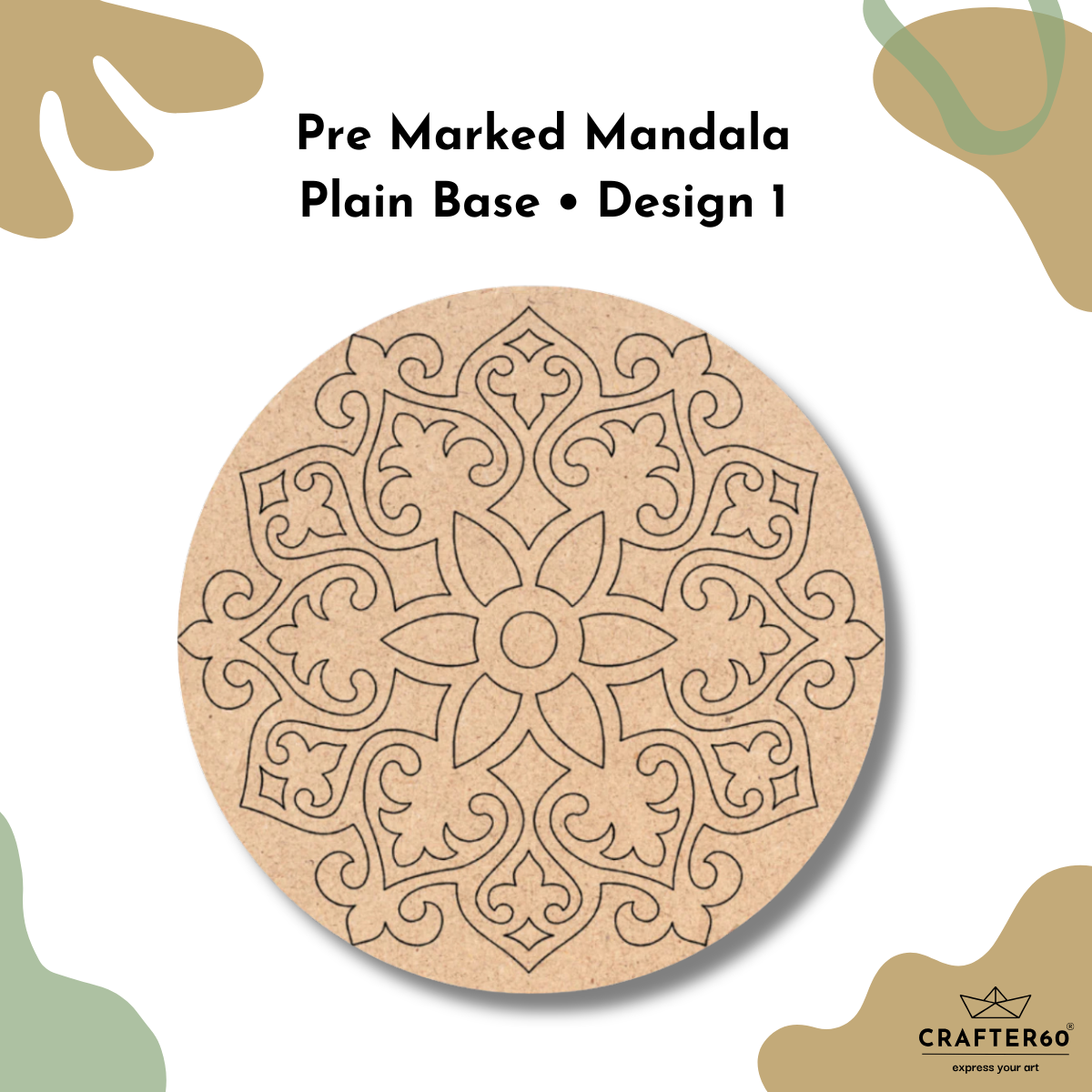 Pre Marked Mandala Round MDF Base - Design 1