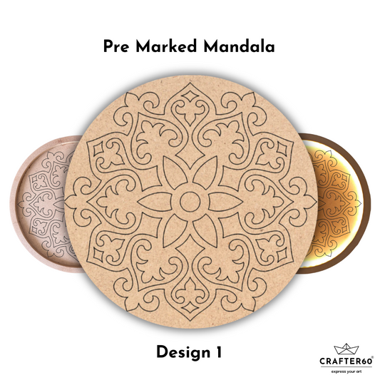 Pre Marked Mandala Round MDF Base - Design 1