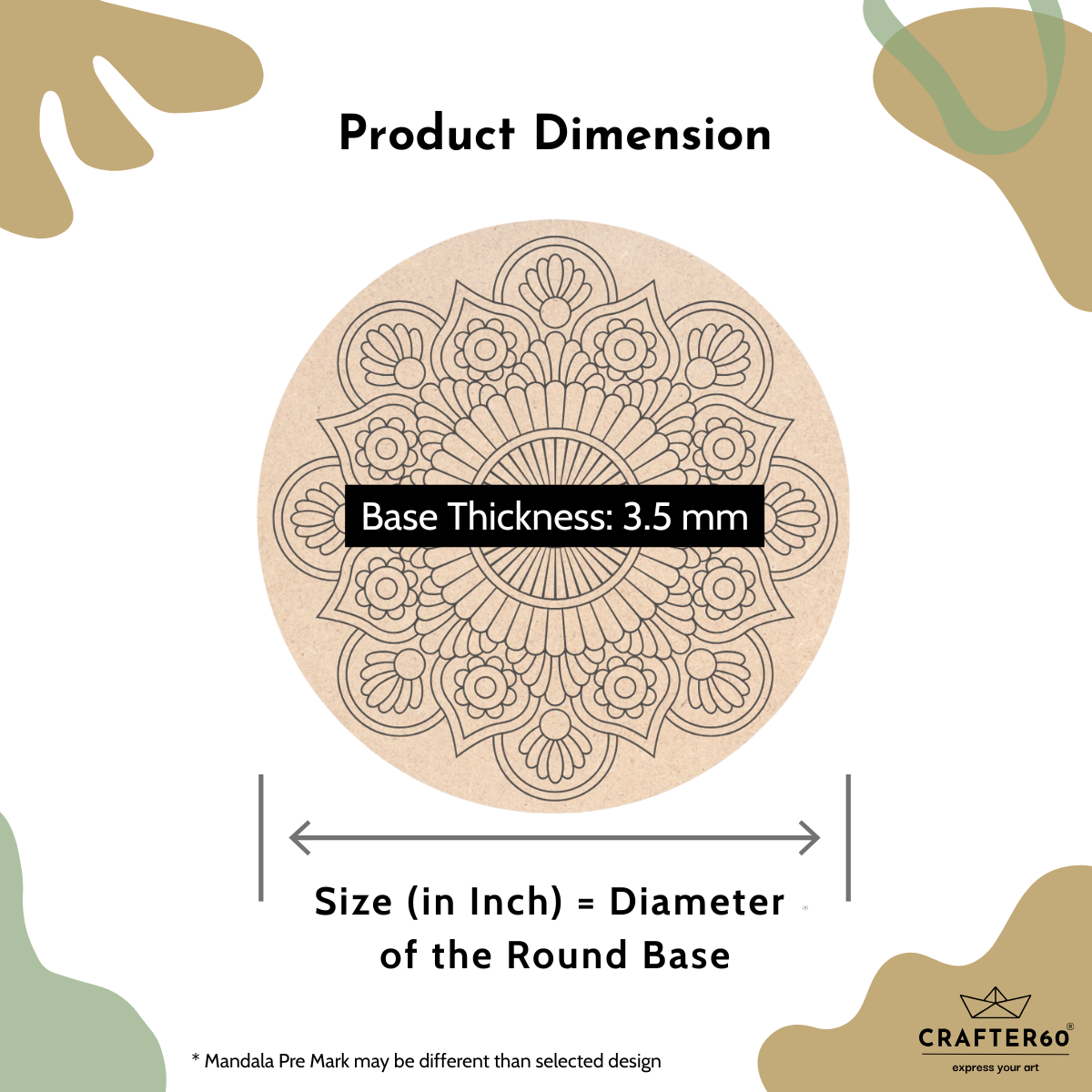Pre Marked Mandala Round MDF Base - Design 4