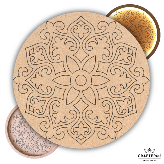 Pre Marked Mandala Round MDF Base - Design 1