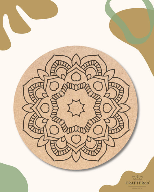 Pre Marked Mandala Round MDF Base - Design 2