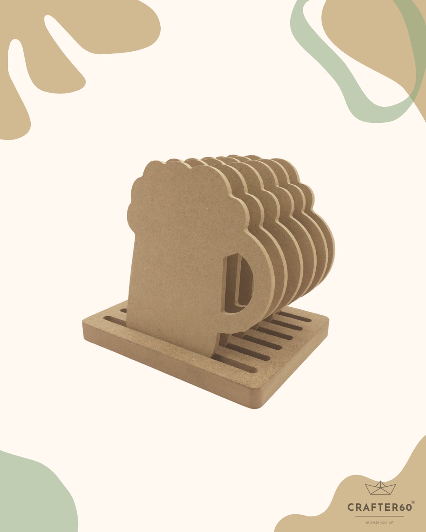 Beer Mug Coasters (6pcs of one set with stand)