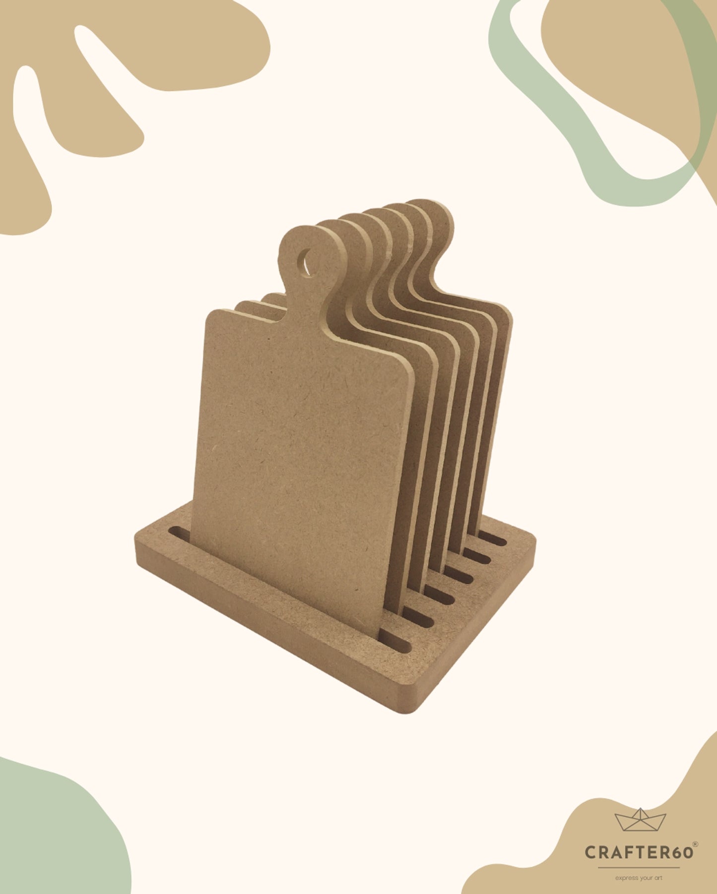 Chopping Board-1 Coasters (6pcs of one set with stand)