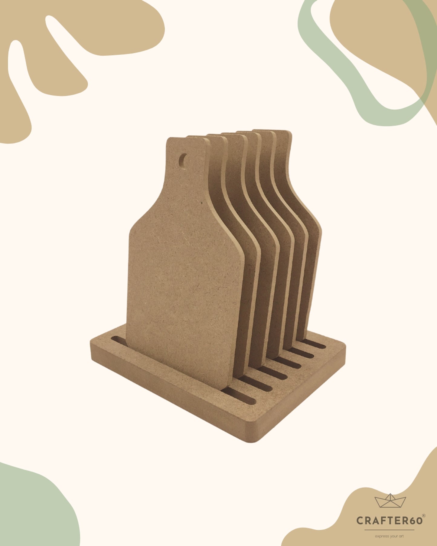 Chopping Board-2 Coasters (6pcs of one set with stand)