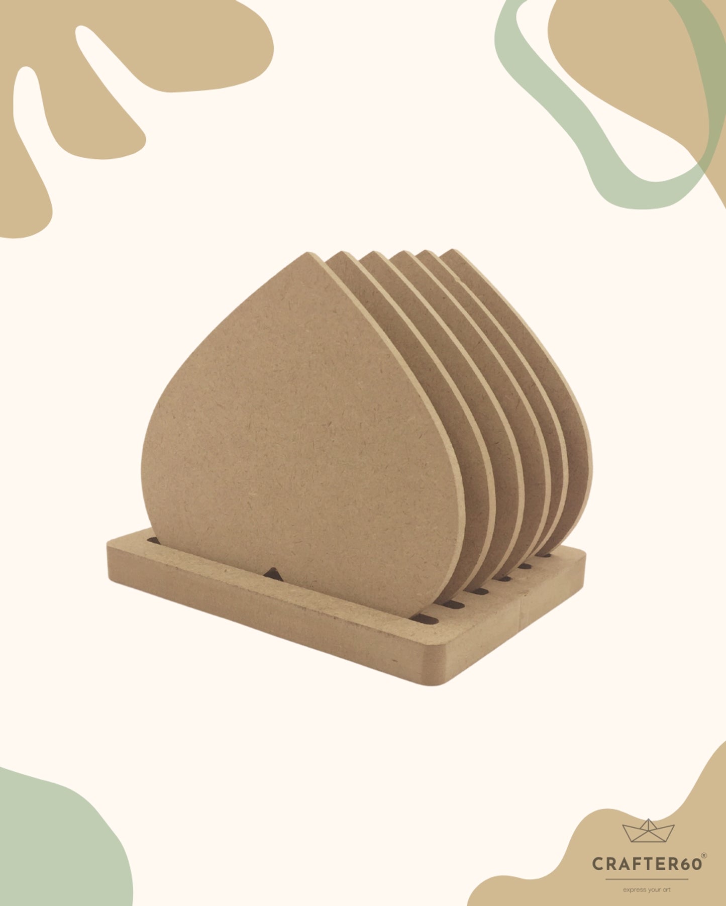 Heart Coasters (6pcs of one set with stand)