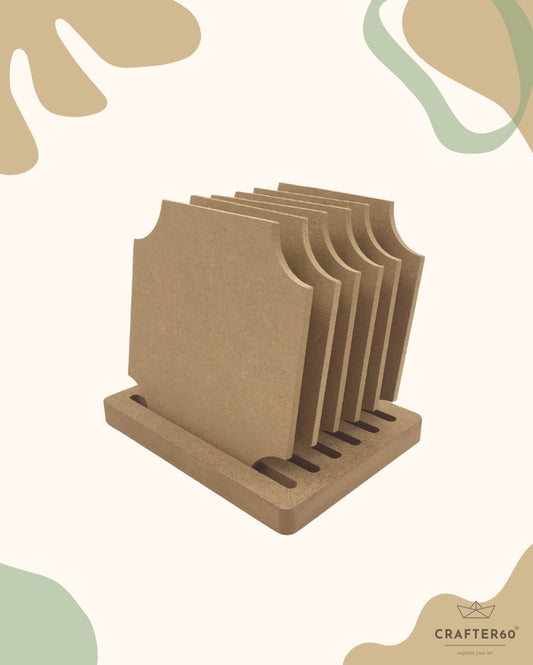 Square Shape-2 Coasters (6pcs of one set with stand)