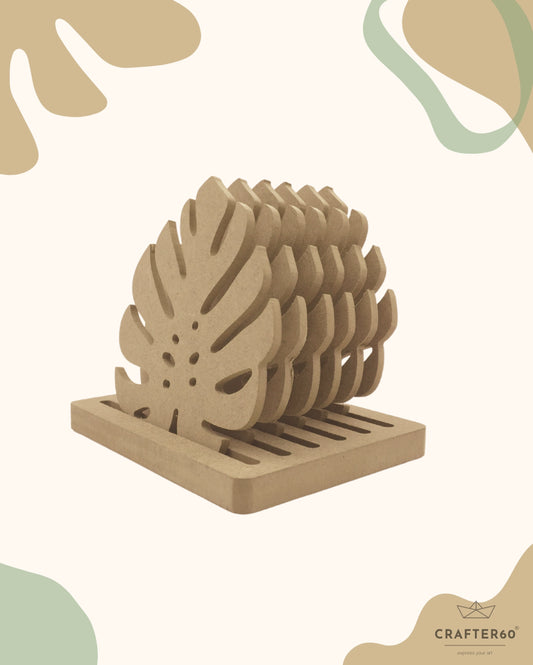 Tropical Leaf Coasters (6pcs of one set with stand)