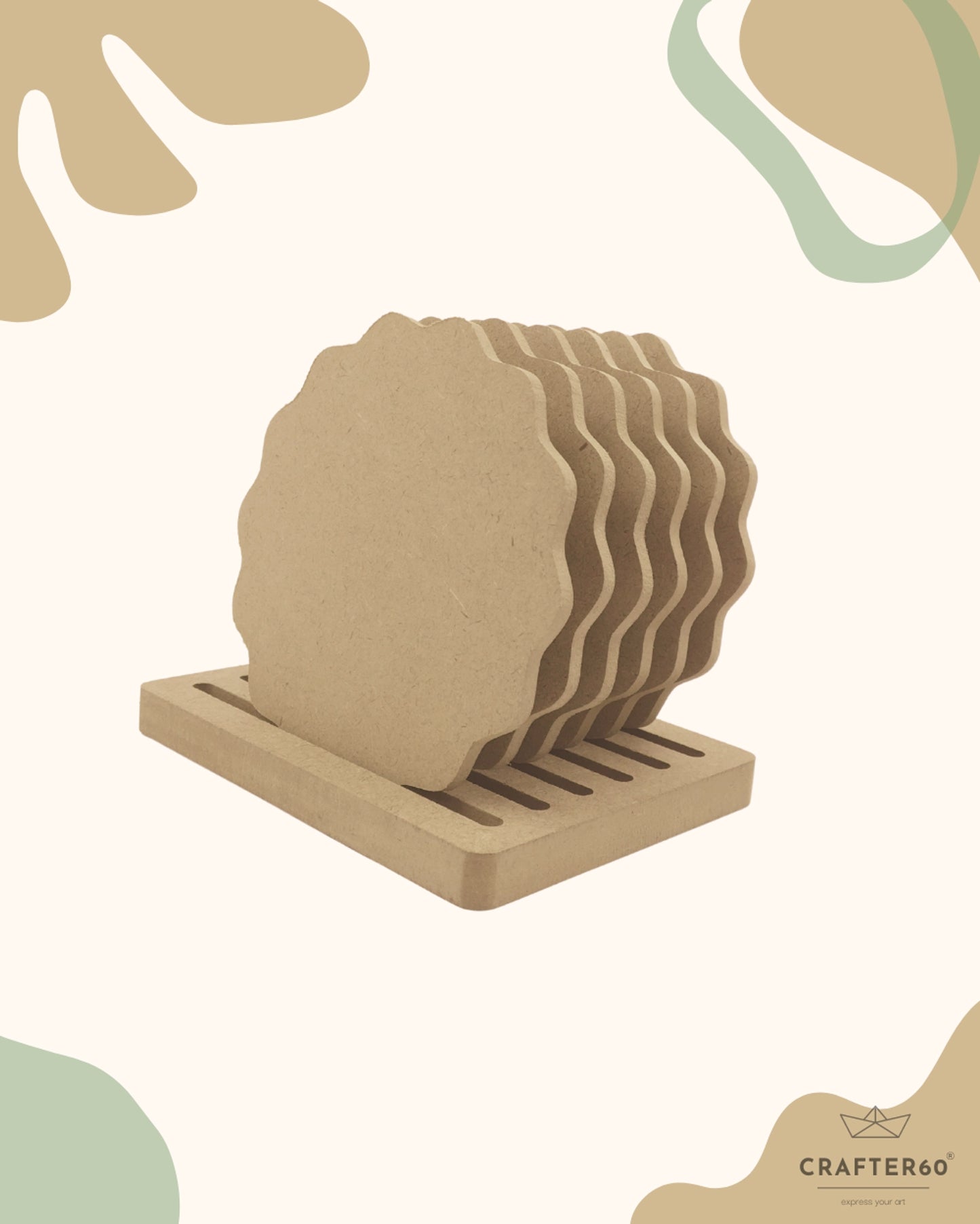 Wave Coasters (6pcs of one set with stand)