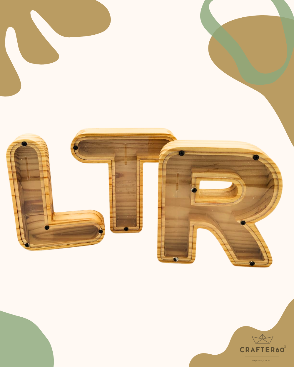 Wooden Alphabet Coin Box