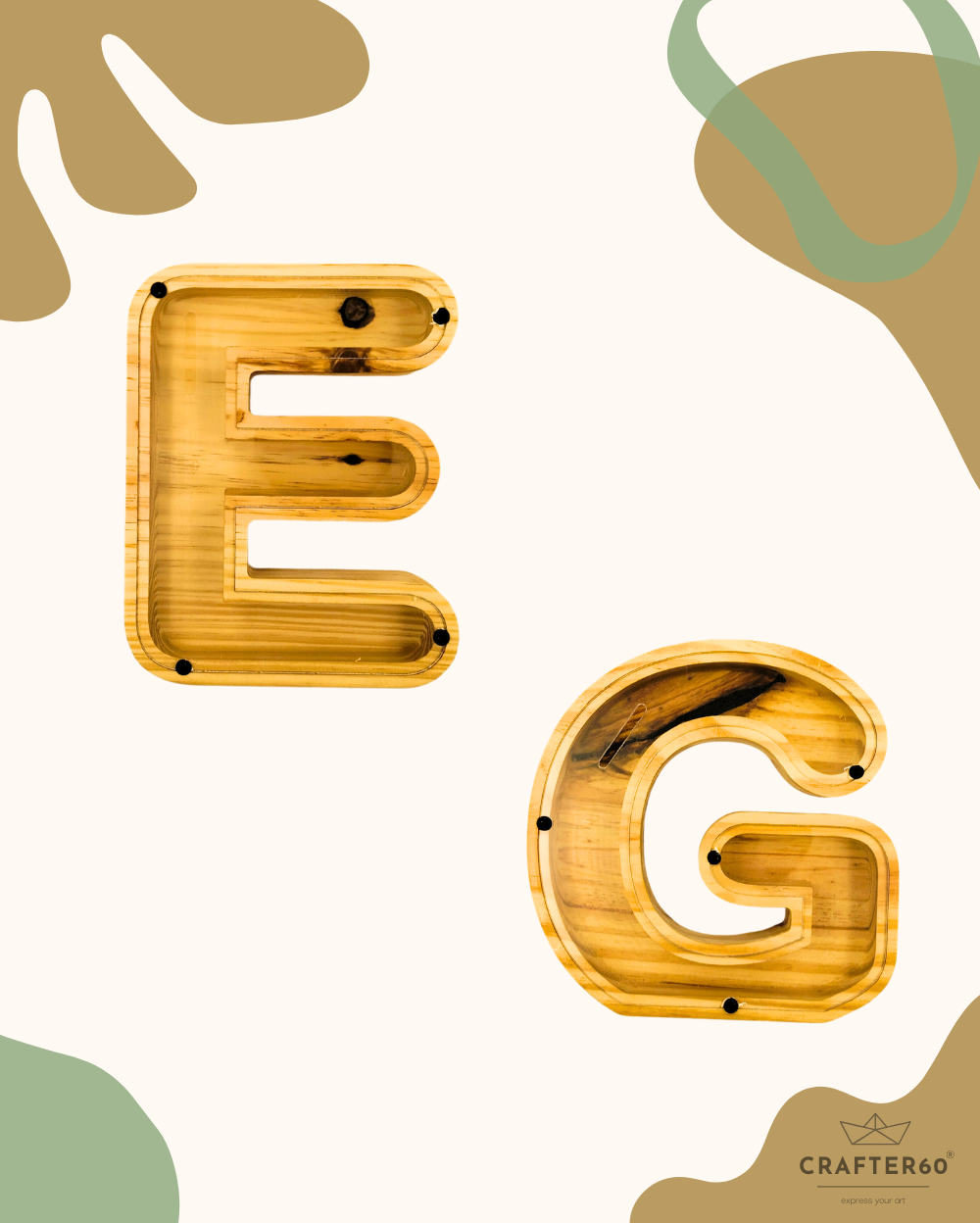 Wooden Alphabet Coin Box