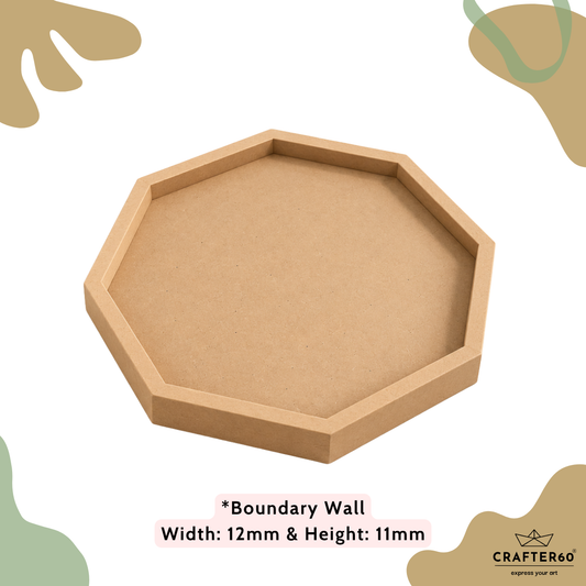 Octagon MDF Base with Raised Border | Resin Art & Wall Decor Base | Boundary Wall Base
