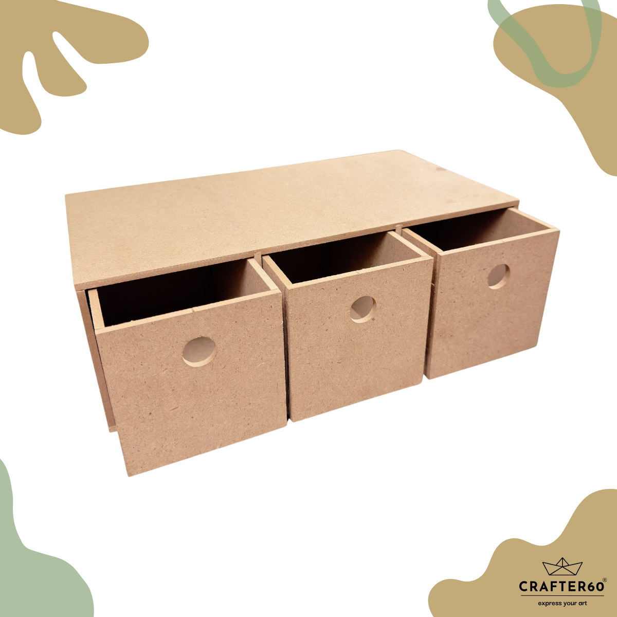 MDF Horizontal Drawer with 3 sections