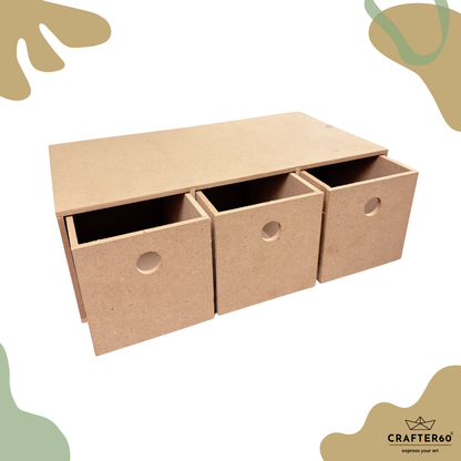 MDF Horizontal Drawer with 3 sections