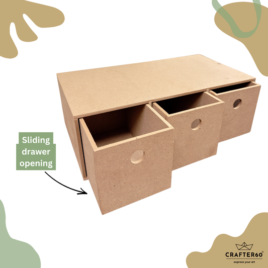 MDF Horizontal Drawer with 3 sections