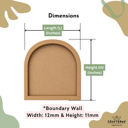 Arch MDF Base with Raised Border | Resin Art & Wall Decor Base | Boundary Wall Base