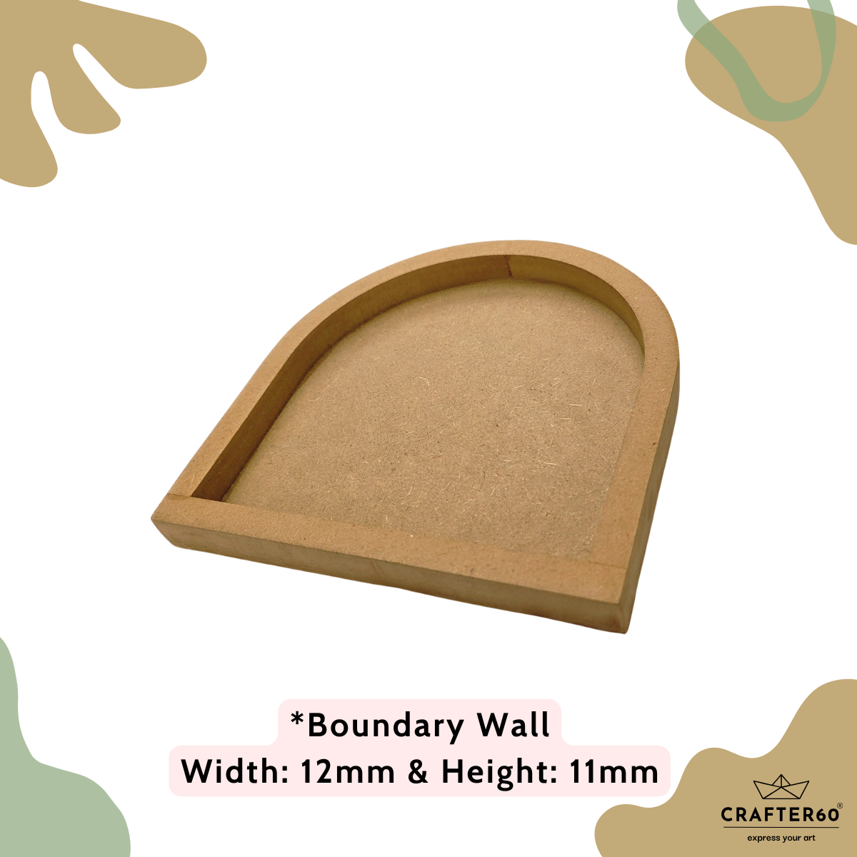 Arch MDF Base with Raised Border | Resin Art & Wall Decor Base | Boundary Wall Base