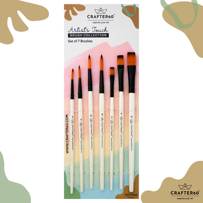 Combo Brush Set – 7 Pcs (Round + Flat) | Artist’s Touch