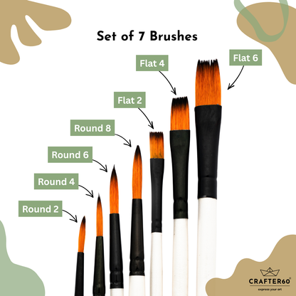 Combo Brush Set – 7 Pcs (Round + Flat) | Artist’s Touch