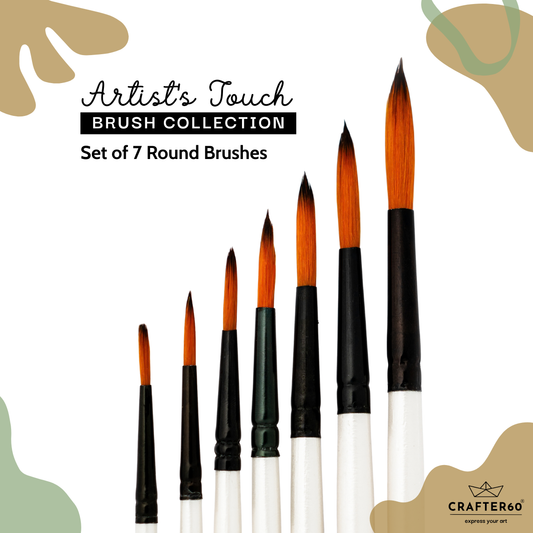 Round Brush Set – 7 Pcs for Fine Detail & Line Work | Artist’s Touch