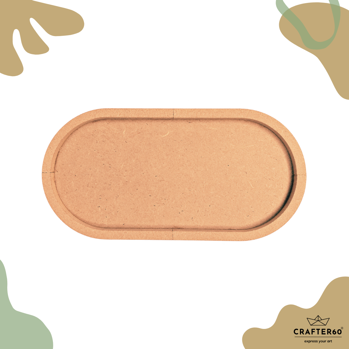 Capsule Shape MDF Base with Raised Border | Resin Art & Wall Decor Base | Boundary Wall Base