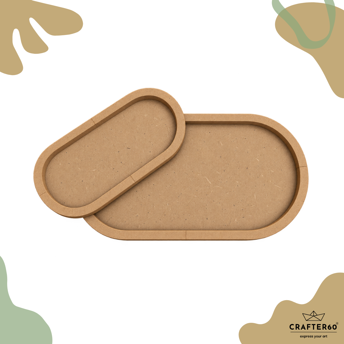 Capsule Shape MDF Base with Raised Border | Resin Art & Wall Decor Base | Boundary Wall Base
