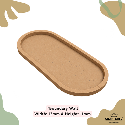 Capsule Shape MDF Base with Raised Border | Resin Art & Wall Decor Base | Boundary Wall Base