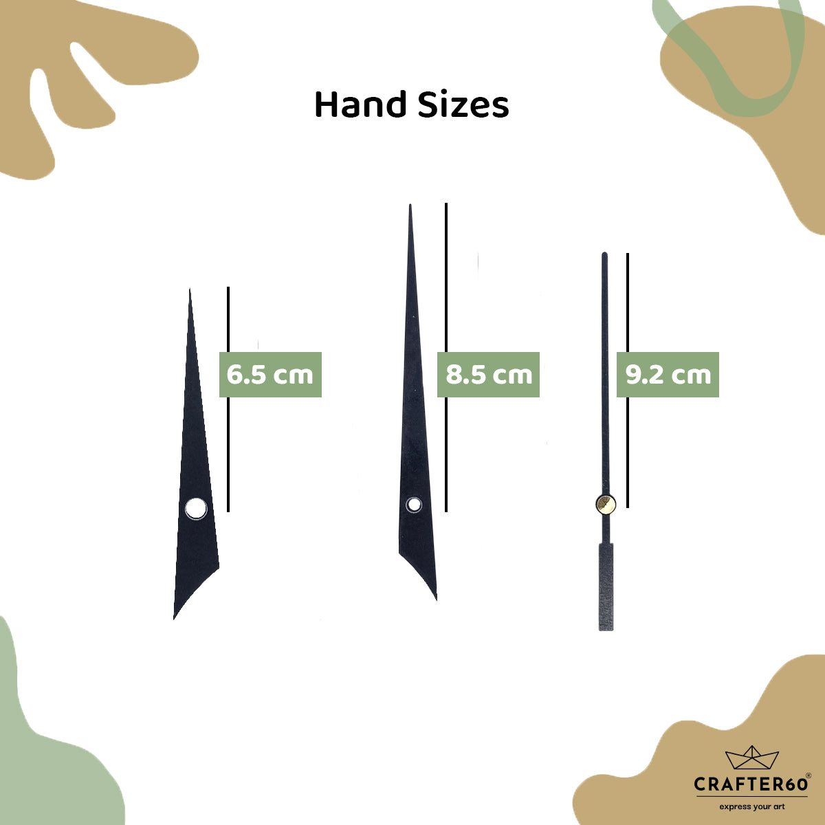 Geometric Spike Clock Hand Set