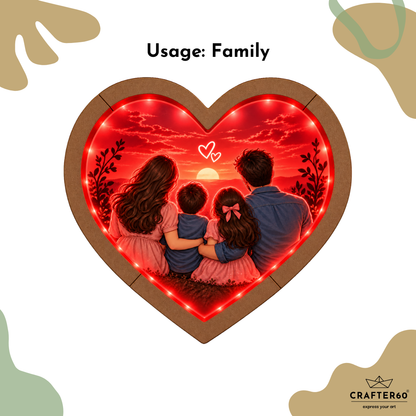 DIY Heart MDF Board with Red LED Light