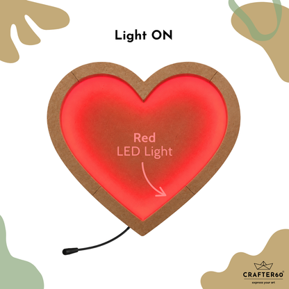 DIY Heart MDF Board with Red LED Light