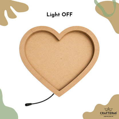 DIY Heart MDF Board with Red LED Light