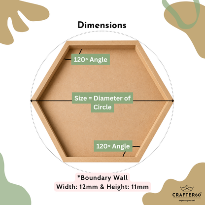 Hexagon MDF Base with Raised Border | Resin Art & Wall Decor Base | Boundary Wall Base