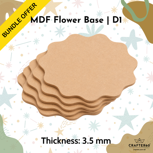 DIY MDF Flower Shape Base Bundle | Design 1 | 3.5mm Thick | Art & Craft Bases