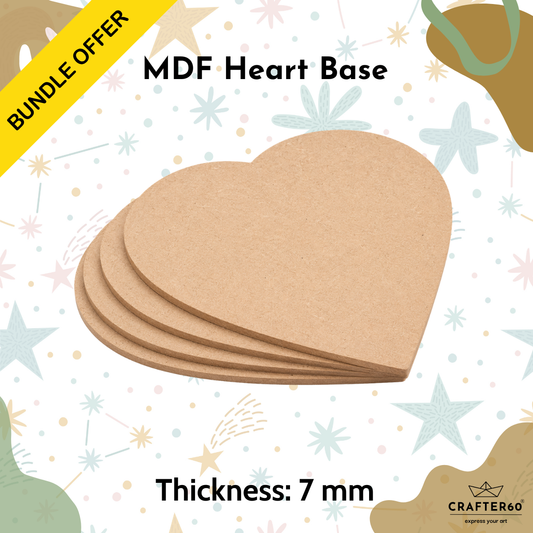 DIY MDF Heart Shape Base Bundle | 7mm Thick | Art & Craft Bases