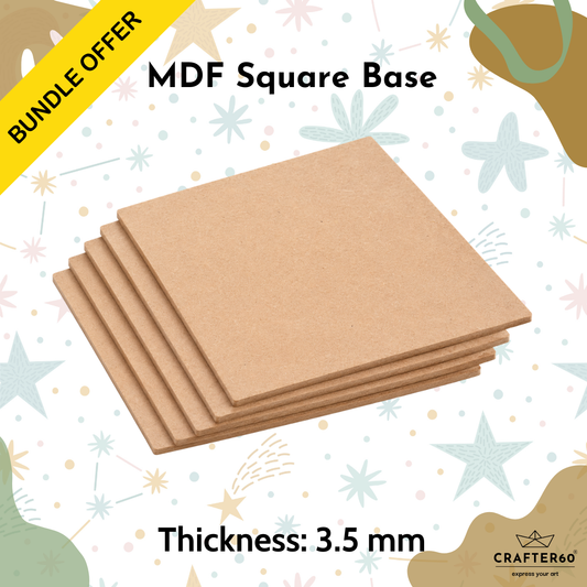 DIY MDF Square Shape Base Bundle | 3.5mm Thick | Art & Craft Bases