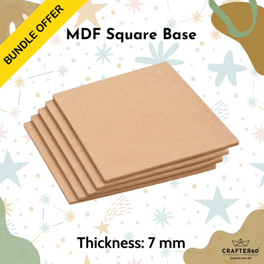 DIY MDF Square Shape Base Bundle | 7mm Thick | Art & Craft Bases