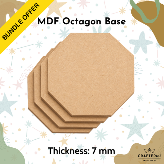 DIY MDF Octagon Shape Base Bundle | 7mm Thick | Art & Craft Bases
