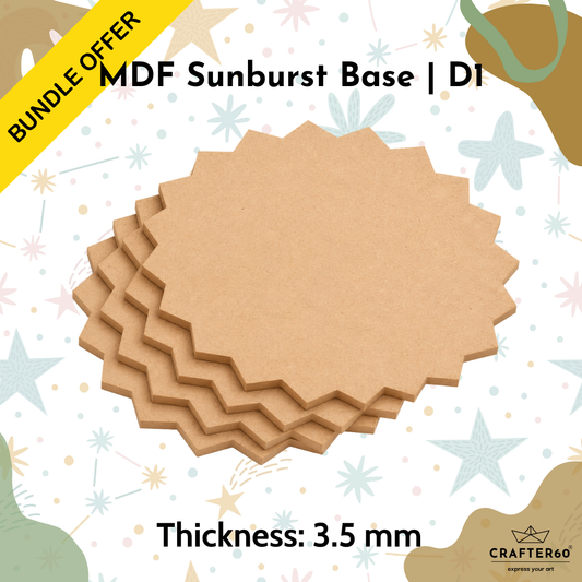 DIY MDF Sunburst Shape Base Bundle | Design 1 | 3.5mm Thick | Art & Craft Bases